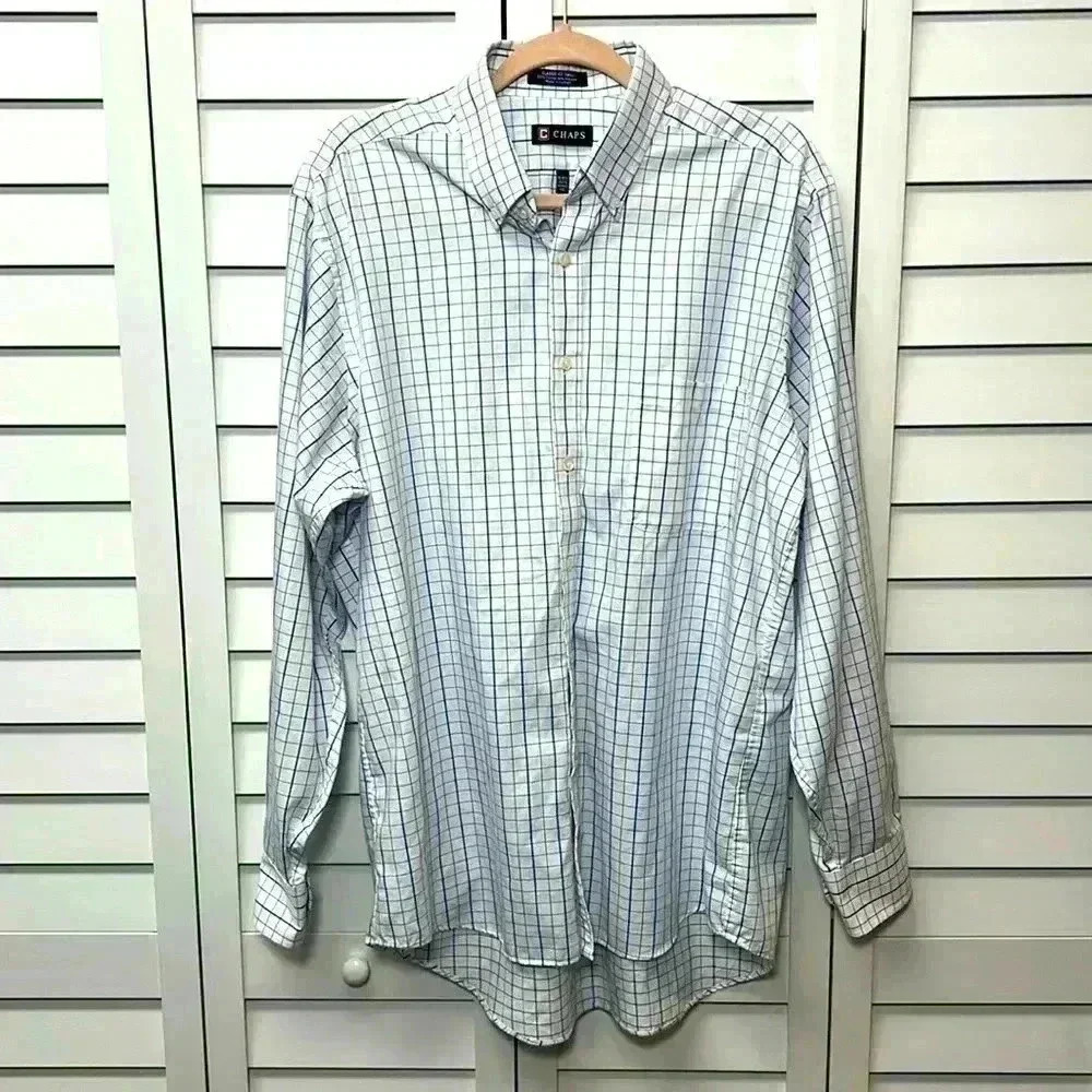 Chaps Classic Fit Twill Wrinkle Free Button Down Shirt Size Large